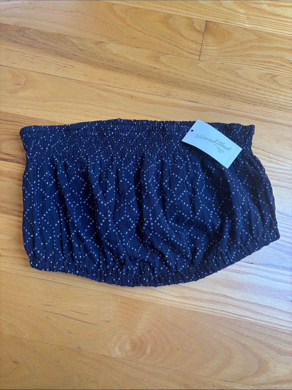 Universal Thread Navy Tube Top with White Dot Diamond Print